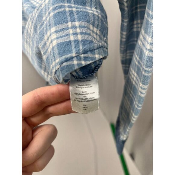 Coldwater Creek Denim Women's Plaid Blue Pearl Snap Shirt 6P 100% Cotton - Picture 5 of 8